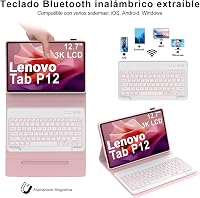 SENGBIRCH Lenovo Tab P12 12,7" Tok Billentyűzettel Bluetooth Világítás Rózsaszín 3