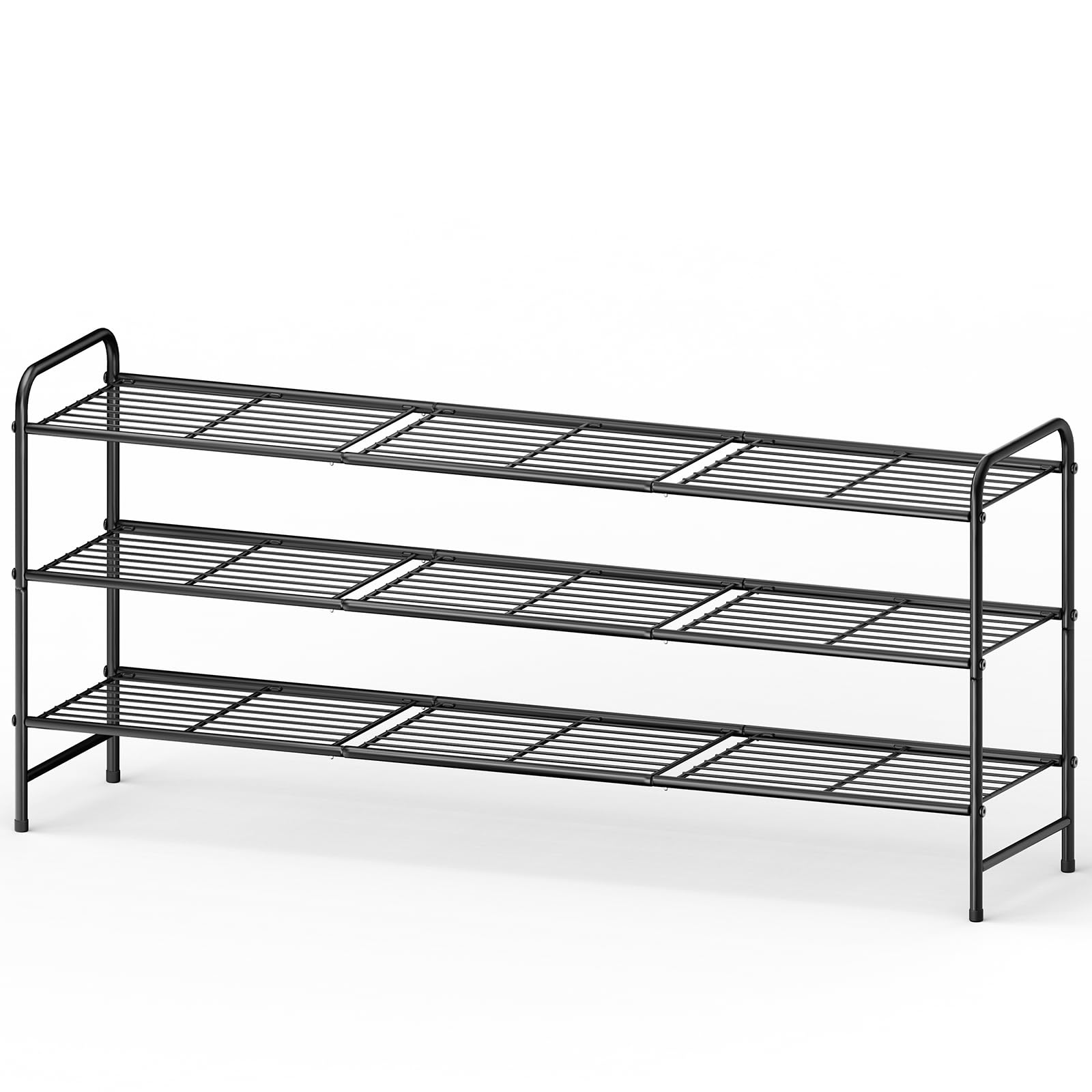 Kitsure Stainless Steel Shoe Rack Organizer, 42.9" Wide - 3 Tier, Black