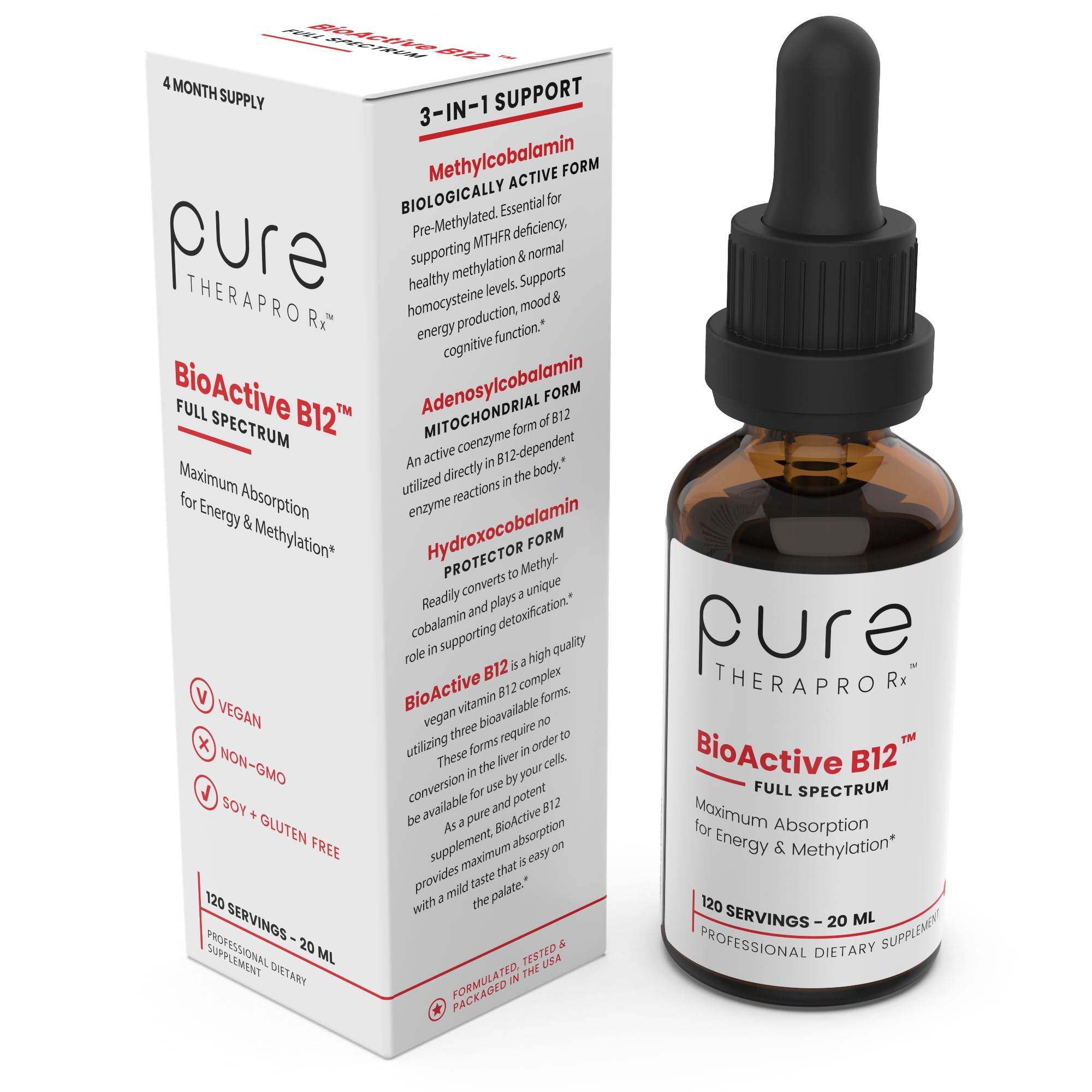 Buy BioActive Vegan B12 Sublingual Liquid Supplement (4 Drops a Day for ...