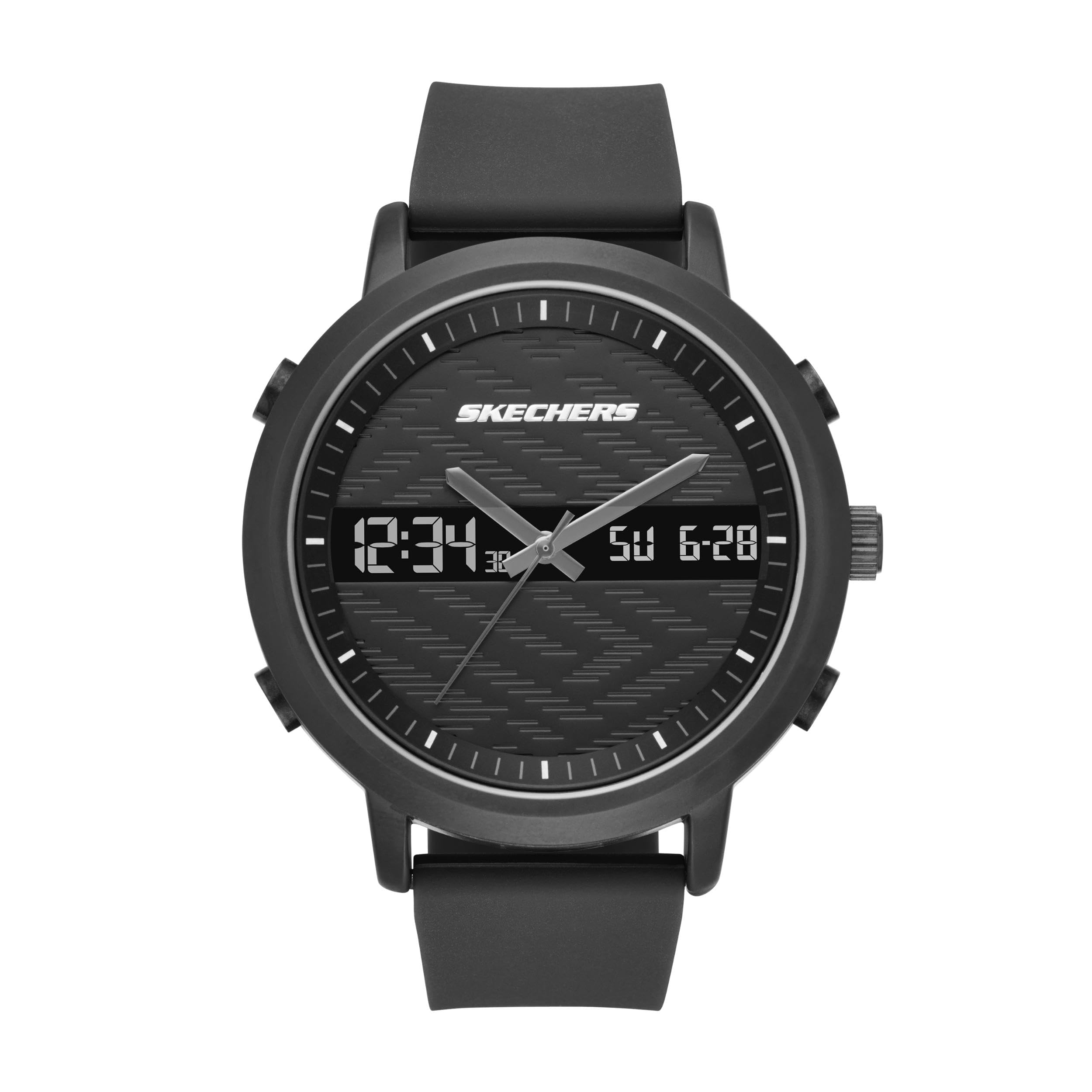 skechers Men's Quartz Metal and Silicone Casual Watch, Color:Black (Model: SR5071)