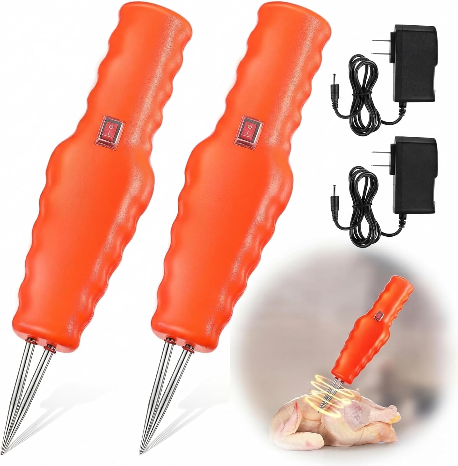 Saillong 2 Pack Handheld Chicken Plucker, Electric Quick Poultry Plucker Machine for Removing The Pin Feathers, Portable Rechargeable Waterproof Feather Plucker for Chicken Duck Goose Bird (Black)