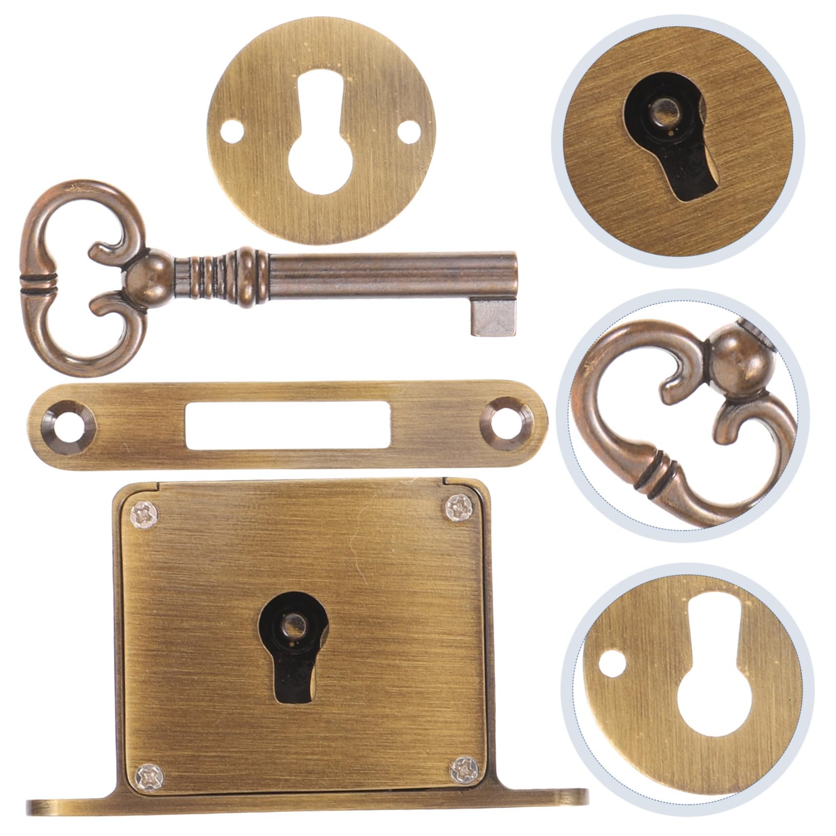DOITOOL Serratura per Cassetto in Ottone Stile Antico con Chiave, Set per Armadietto, Protegge Documenti e Previene Furti, Chiusura Sicura e Resistente
