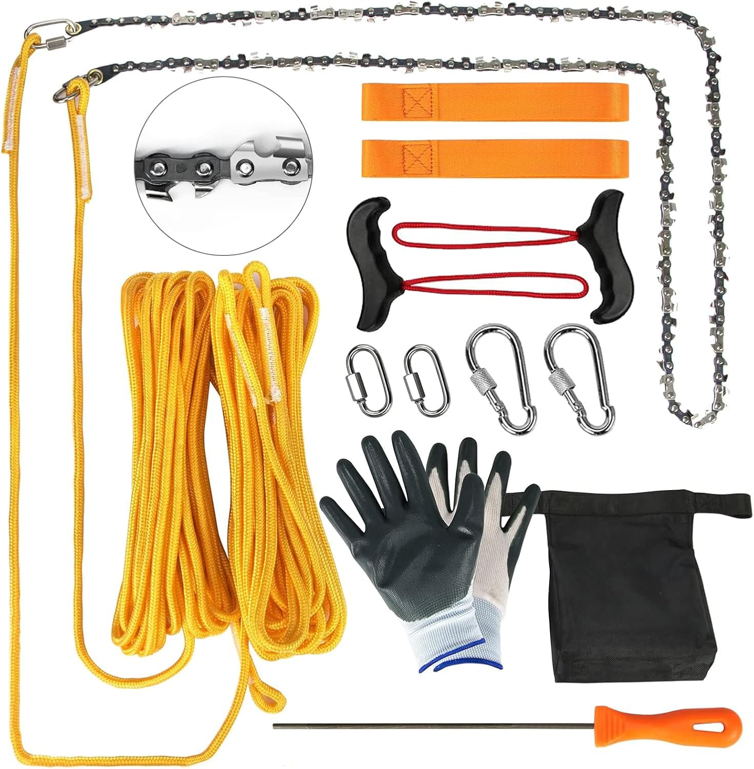 Premium 55 Inch High Limb Rope Saw with Two Ropes,70 Sharp Teeth Blades on Both Sides-Best Folding Pocket Chain Saw for Camping,Field Survival Gear,Hunting.