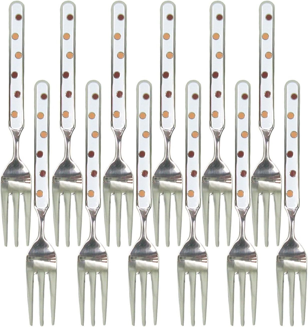 Nagao Dot Brown Brown 12-Piece Set, 18-8 Stainless Steel, Made in Japan