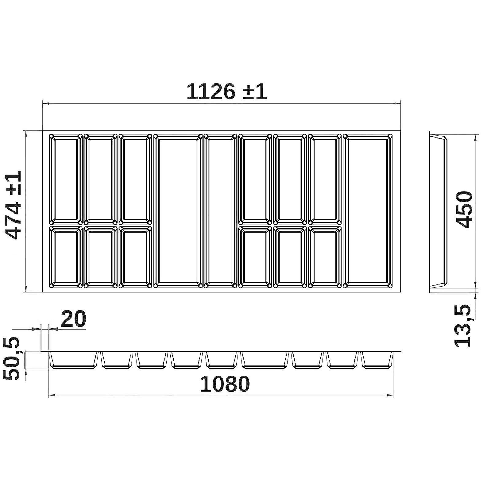 Orga-Box VII Besteckaufbewahrung 1126 x 474 mm basaltgrau