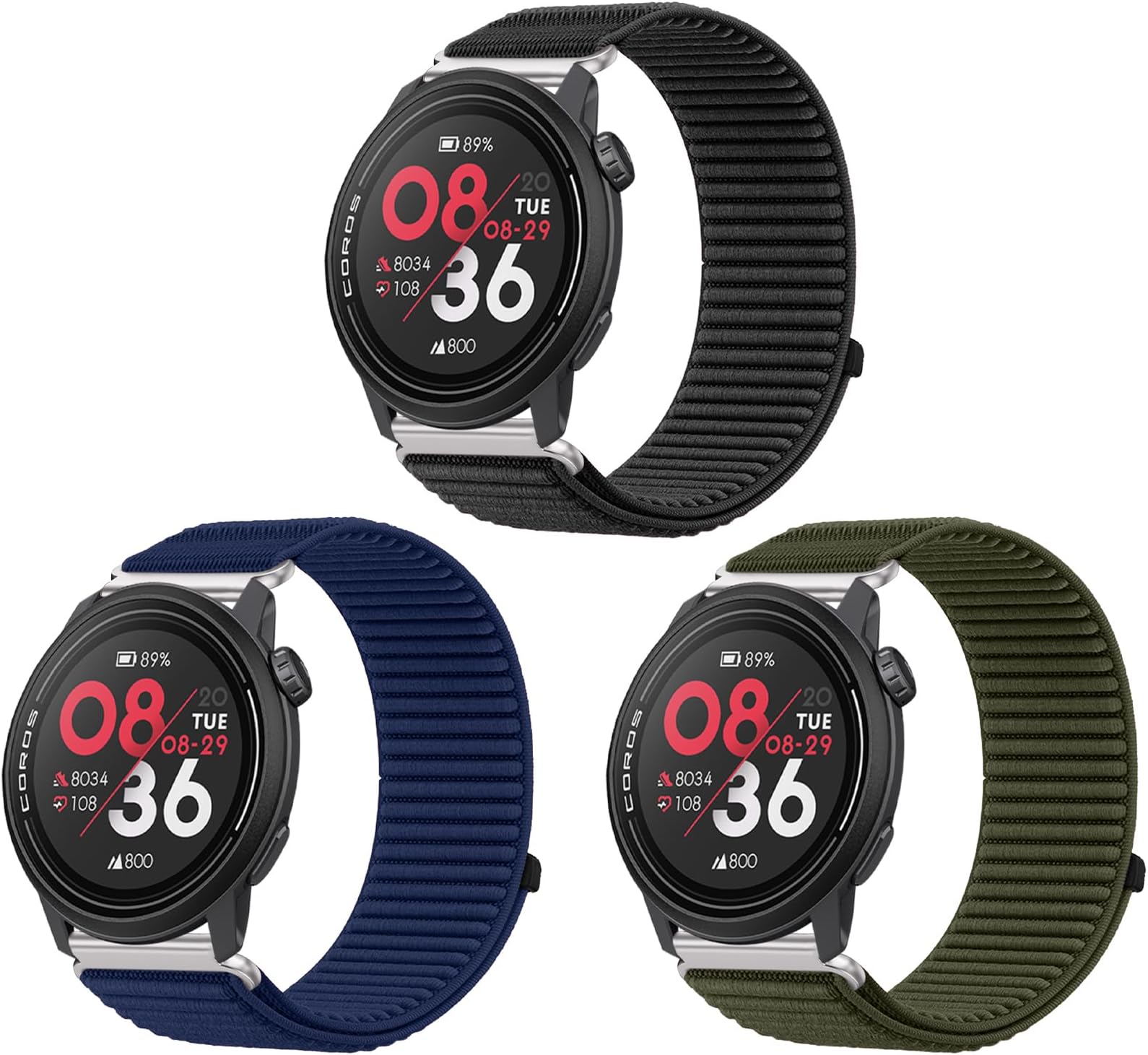 3 Pack 22MM Watch Bands for COROS Pace 3/4/Pace Pro, Braided Nylon Replacement Bands for COROS Apex 4 42mm/Apex2 Pro with Men and Women