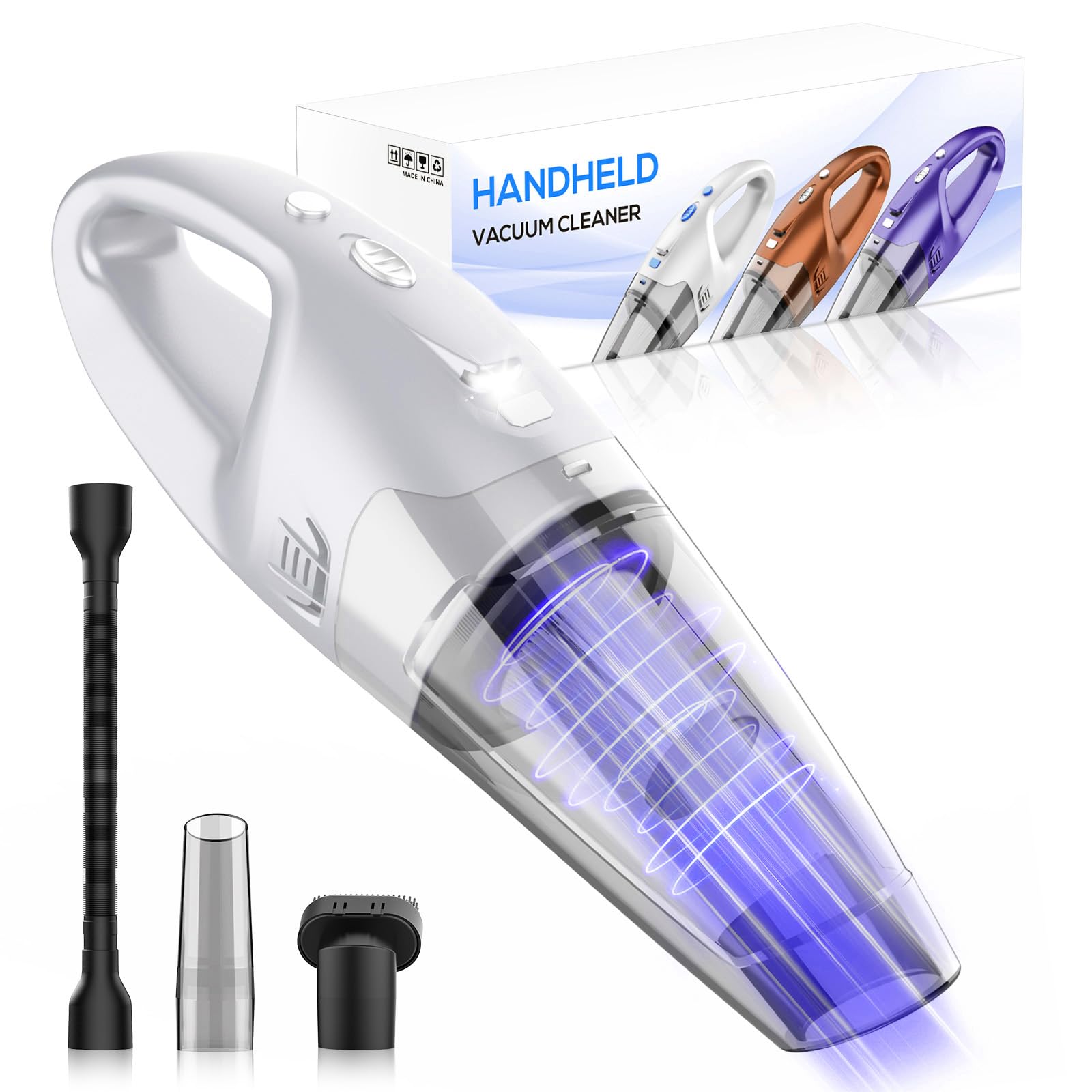 Photo 1 of YOOHI Handheld Vacuum Cordless Rechargeable – 6000Pa Mini Hand Held Vacuum, LED Light, 20–25 Mins Runtime, USB Charging, 500ML Cup – Lightweight Small Vacuum Cleaner Cordless for Car/Office/Home