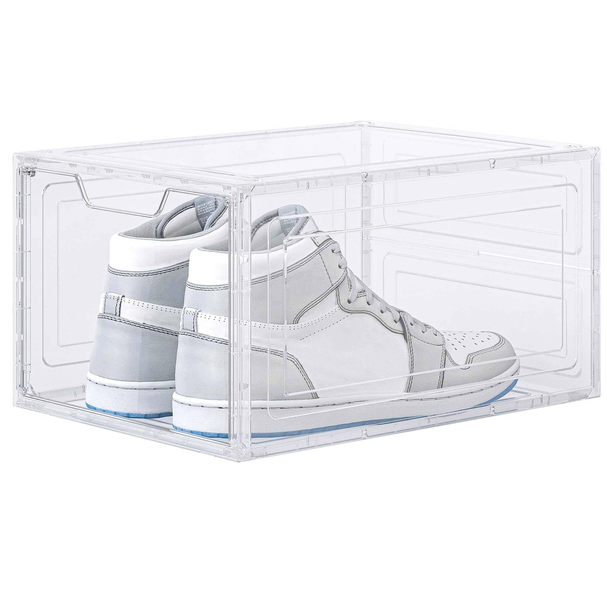 Smart Saver Solid Plastic Shoe Organizer, Shoe Storage with Magnetic Front Door, Shoe Rack 1 Pack Shoe Boxes Clear, Sneaker Storage, Shoe Organizer for Closet, Shoe Display Case, White-image-47