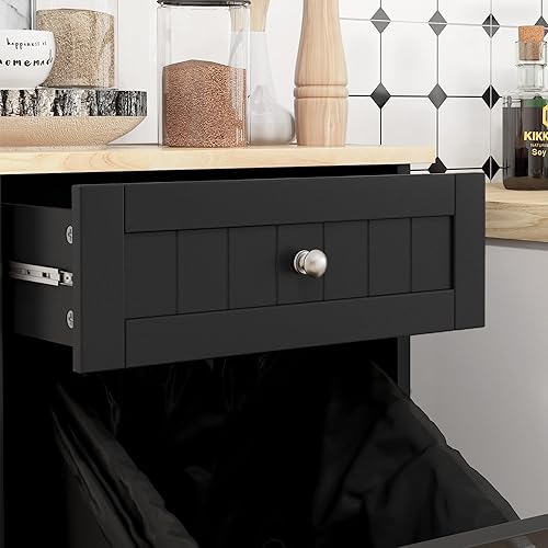 Miniatura 8 de HOMCOM Gabinete de basura abatible para cocina, armario de reciclaje con cajón, color negro