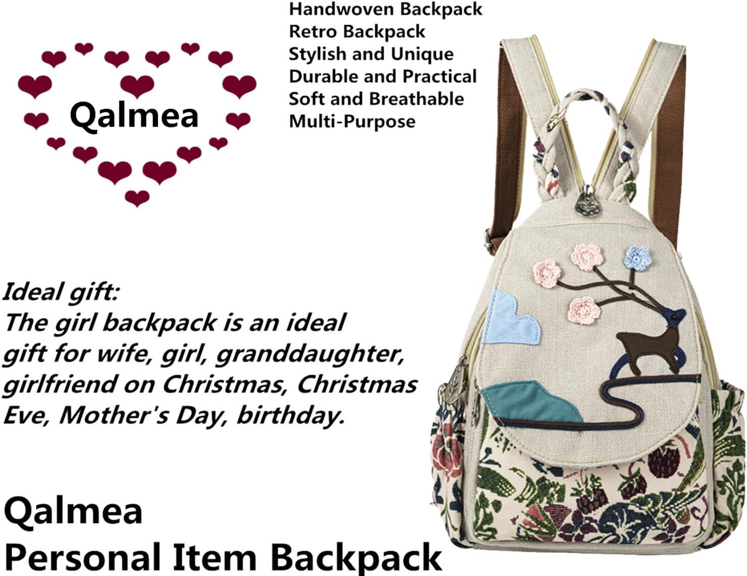 Trendy Backpack, Nature Inspired Boho Sling Bag Deer in Forest Backpack Purse - Image 5