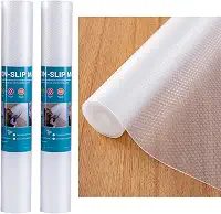 Kit 2 Forro de Gavetas Antiderrapante PEVA 45x150cm - Impermeável, Transparente para Cozinha, Armário, Geladeira e Prateleiras (Bubbles)