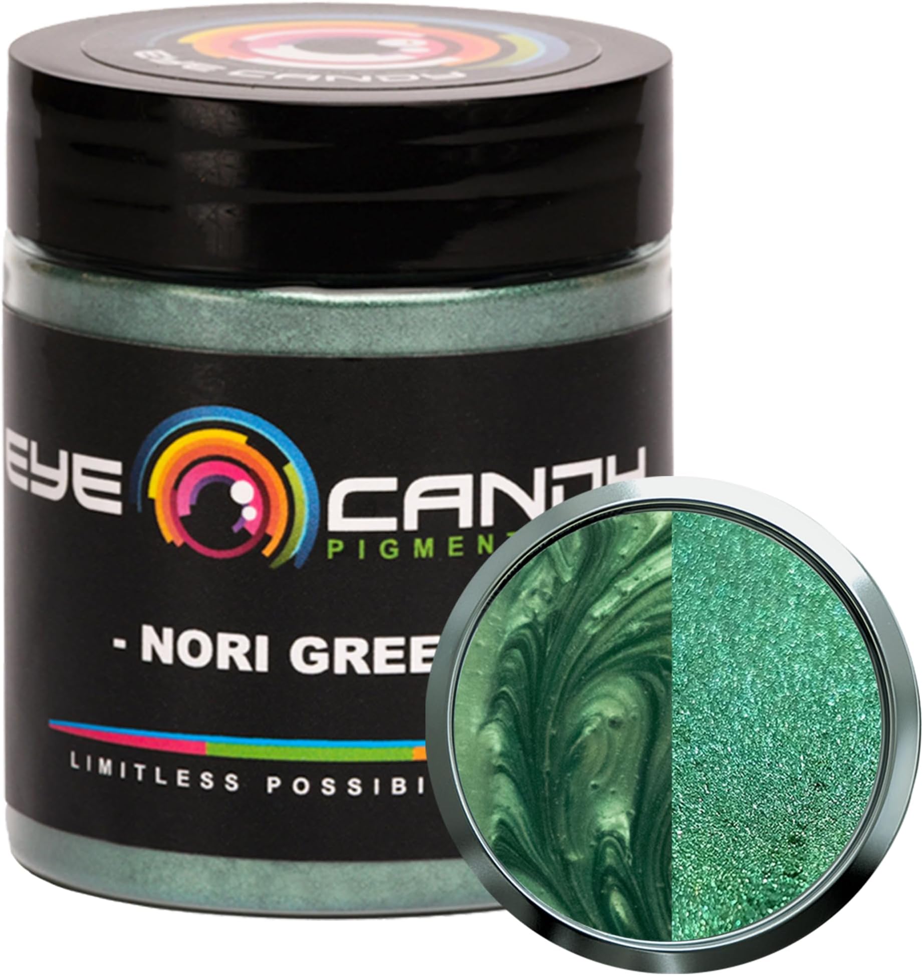 Pigments Premium Green Mica Powder - Nori Green (25gr) - for Epoxy, Resin, Soap, Paint, Woodworking, Acrylic Pouring, Bath Bombs, Fishing Lures - DIY Arts and Crafts Additive