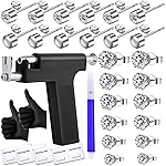 Self Ear Piercing Gun Kit with 12 Pairs of CZ Ear Stud Piercing Tools with Multi-Purpose Ear Gun for Salon and Home Use