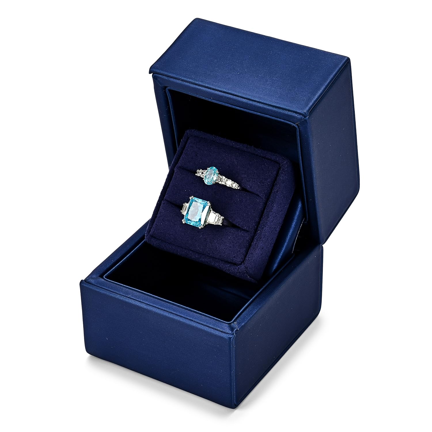 Papten Papten caja para anillos de boda, 2 ranuras caja para anillos de compromiso caja para anillos de boda pedida de mano San Valentín