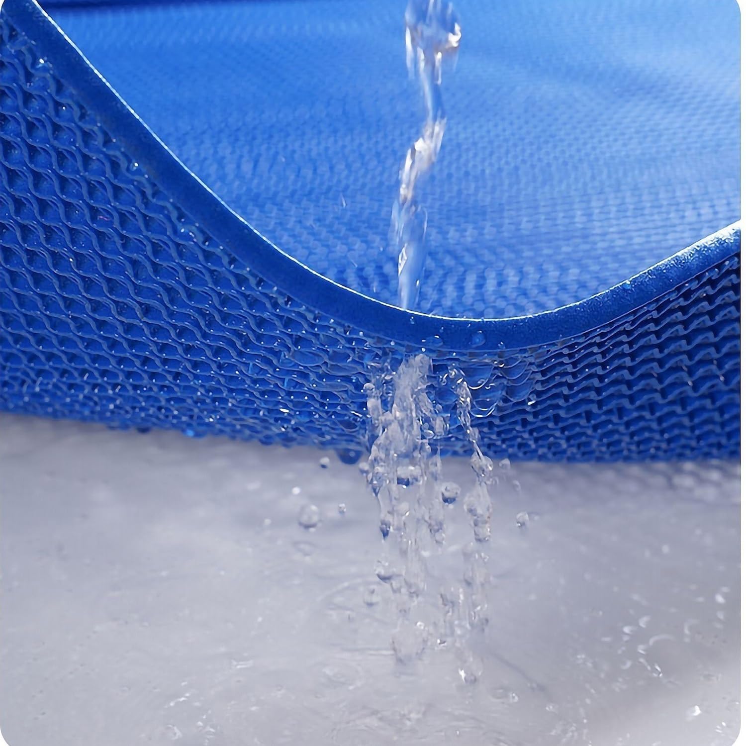 Tappetino drenante Antiscivolo in PVC a Rete Blu, di qualità Professionale, Adatto per bagni, cucine, soggiorni e Zone umide, 120x400 cm, Utilizzabile Sia all'Interno Che all'Esterno.