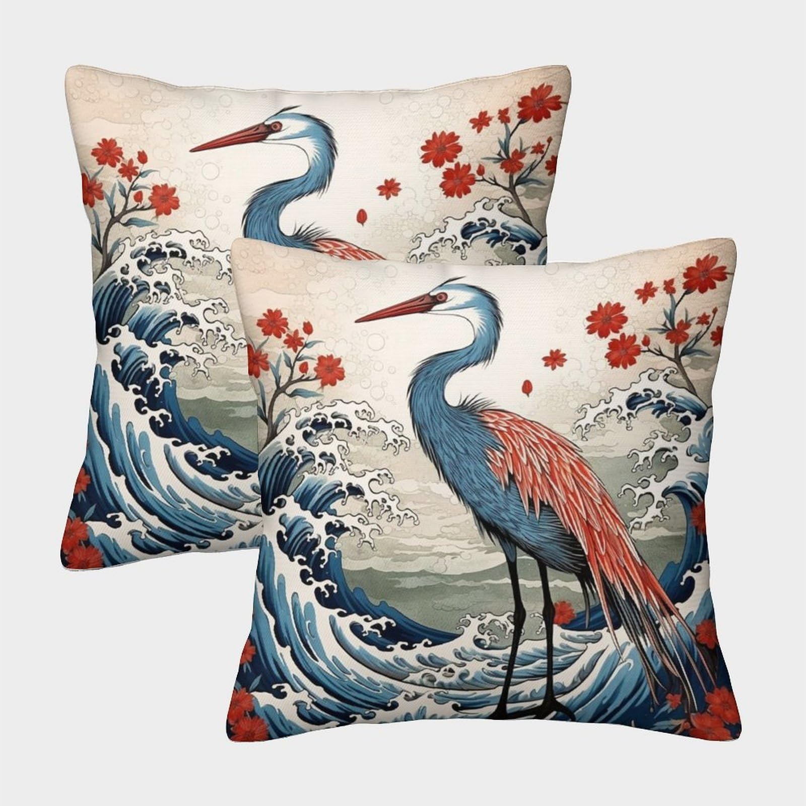 Phqazwsxe Style-12 Heron Pillow Cases Set Of 2 Cozy Pillowcases Animal Cushion Case Polyester Decor For Couch Livingroom 40X40cm