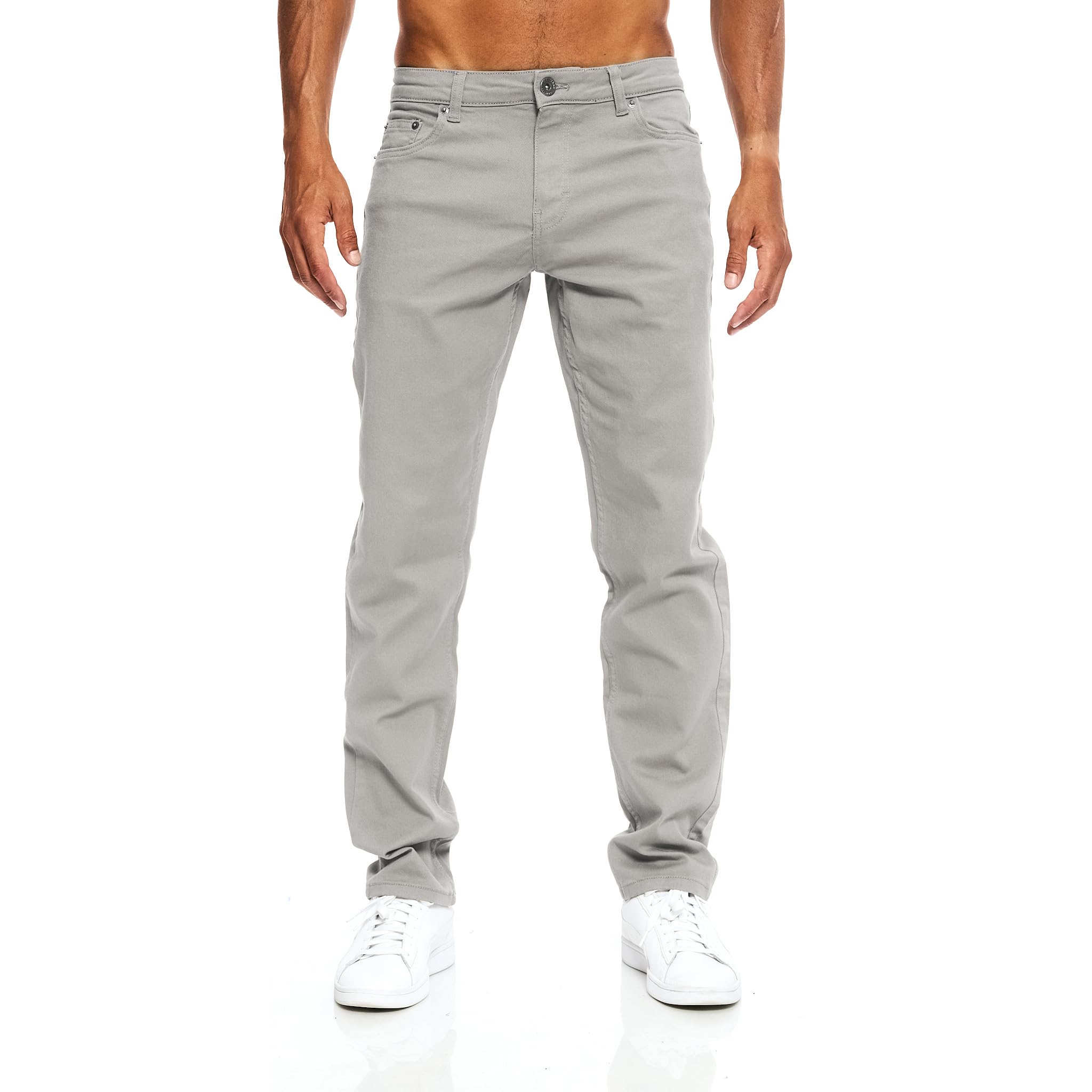 JEEL Herren-Jeans - Regular-Fit Straight-Cut - Stretch - Jeans-Hose Basic Washed 05-hellgrau 36W / 34L