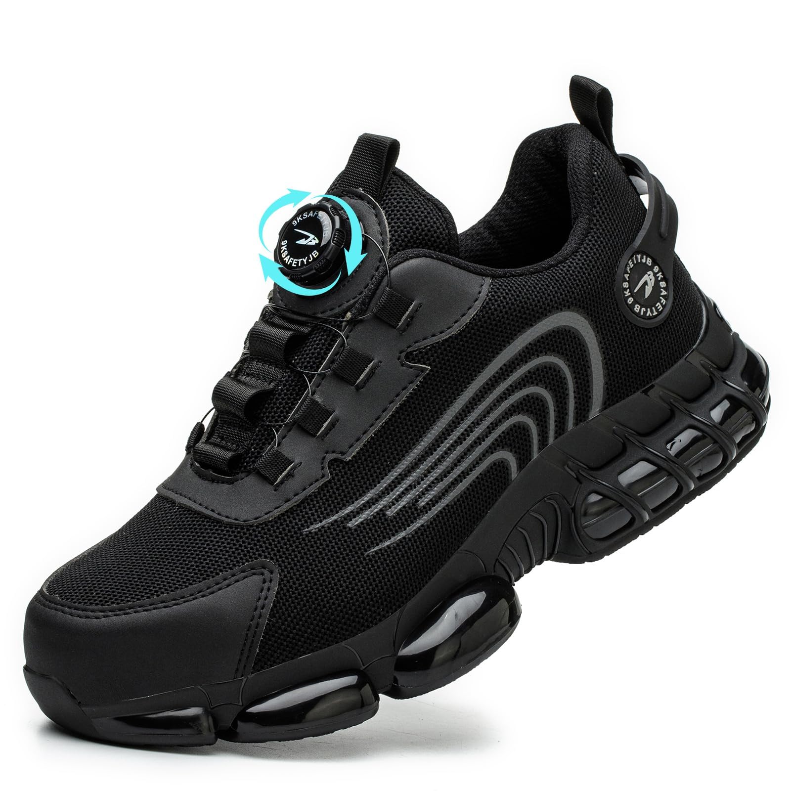 GemChve Scarpe Antinfortunistiche Uomo Donna Leggere Traspiranti Sneakers Antiscivolo Scarpe Sicurezza con Punta in Acciaio Regolazione Rapida dei Lacci 36-46 EU