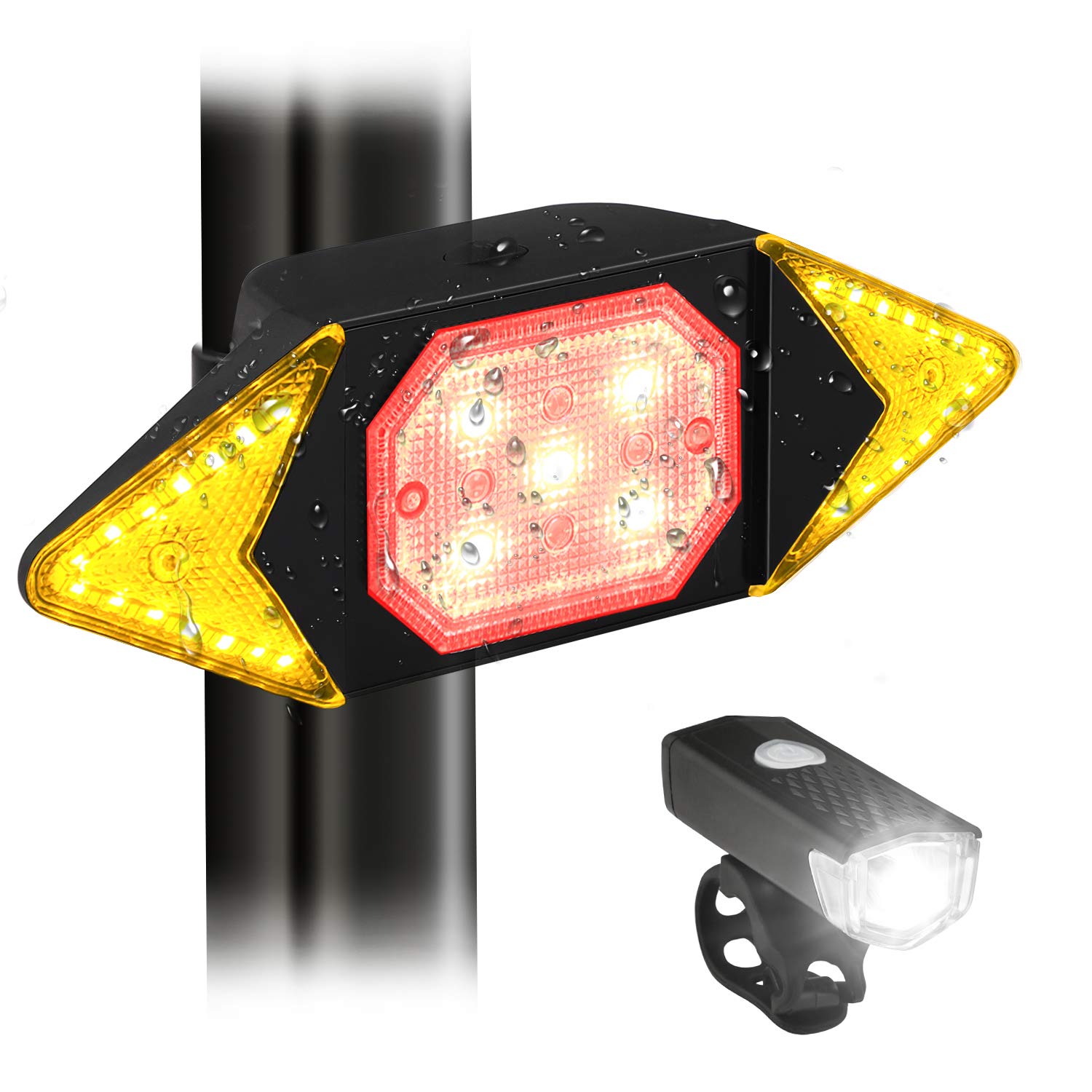 Bike Turn Signals Rechargeable Rear Bicycle Light Wireless Remote Control Waterproof USB Bike Lights for Night Riding Safety Warning Cycling Taillight Fits on Any Bicycle