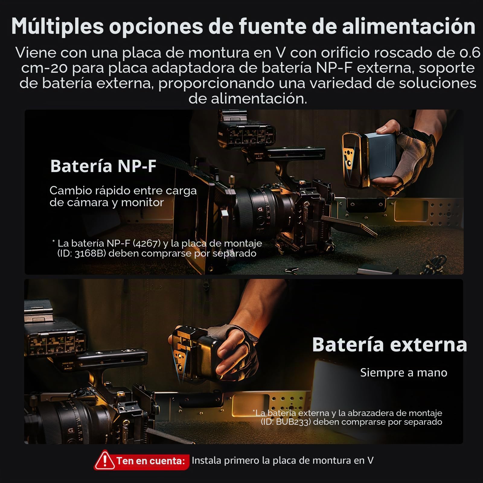 SMALLRIG V-Mount Battery Plate, para Arca-Swiss, Placa de Montaje de Batería V-Lock Compacta y Plegable en Forma de L para Cámara DSLR, para NEEWER V Mount Battery PS099E- 4064B