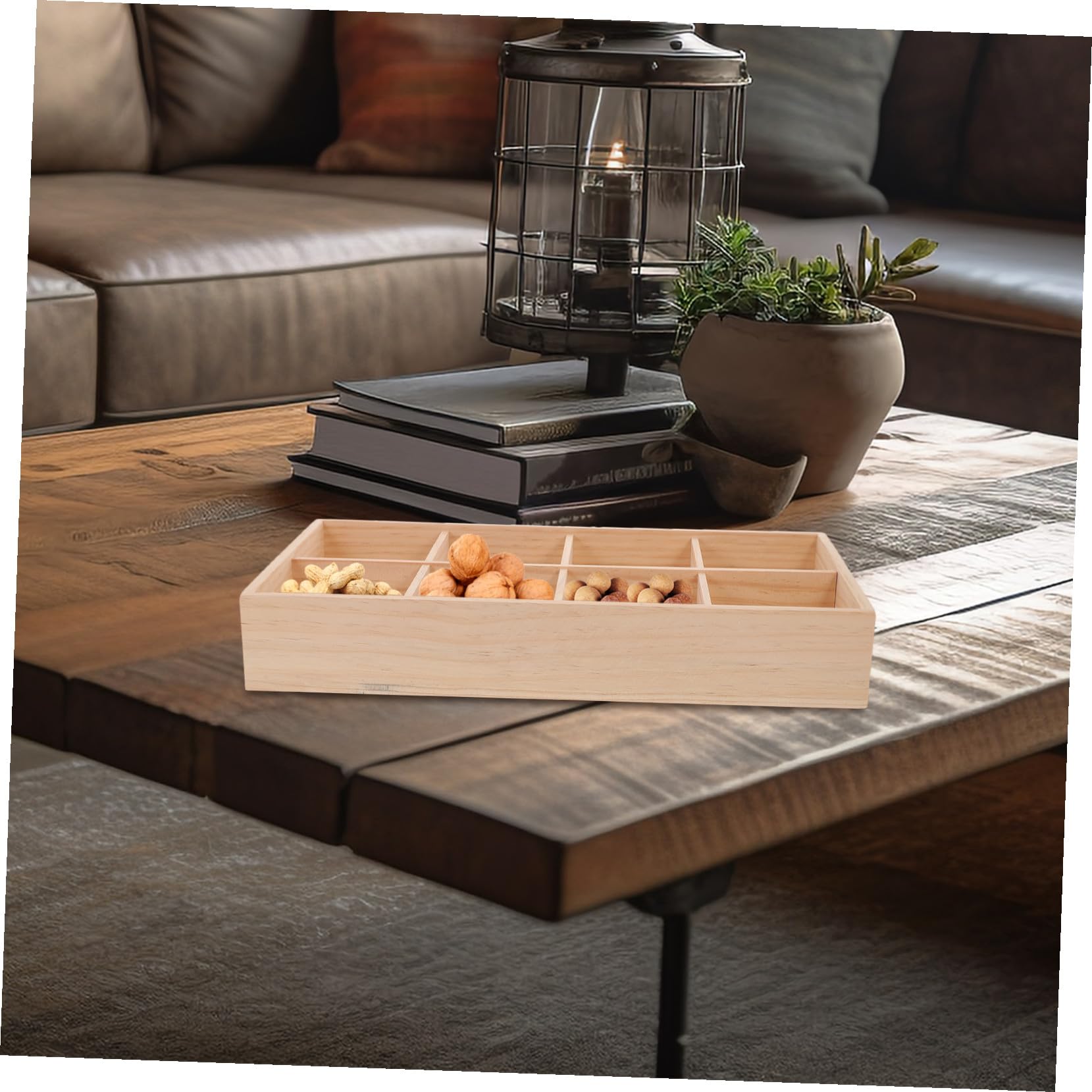 Alipis Holz Aufbewahrungsbox mit Fächern 1 Stück für Snacks und Süßigkeiten