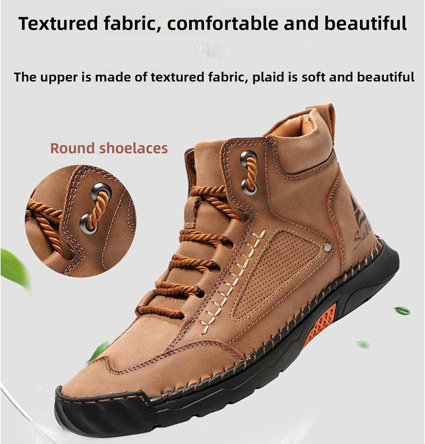 CrazySavage Mens Casual Leather Orthopedic Handmade Boots Fashion Mid Top Walking Driving Shoes Waterproof Arch Support Spacious Toe Box Outdoor Non-Slip Trekking Boot - Image 5