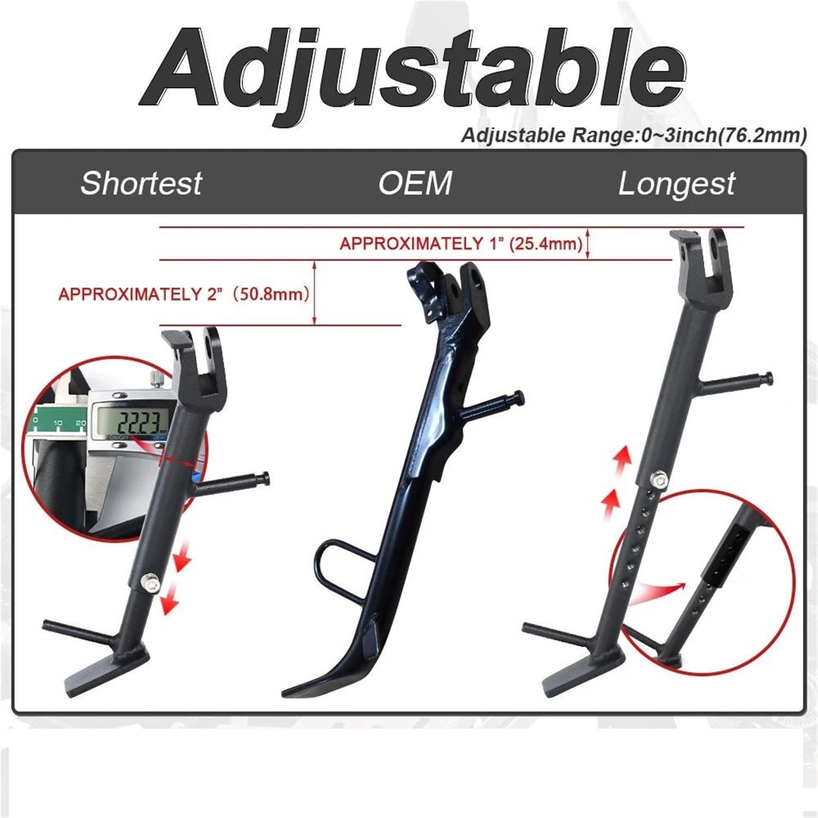 Rivestimenti Laterali Moto Cavalletto Regolabile Cavalletto Laterale Kick Stand Staffa di Parcheggio per S&uzuki per V-Strom 1000 DL1000 1050 DL1050