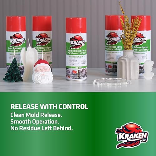 Vista 5 de Kraken Bond Spray de liberación de moho de silicona (2 x 12.3 onzas) agente de liberación de moho a alta temperatura para lubricante de resina epoxi