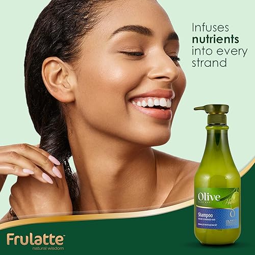 Miniatura 3 de Champú de oliva con aceite de oliva orgánico, rico en vitaminas A, D y E, champú hidratante para cabello seco dañado, champú sin parabenos, champú