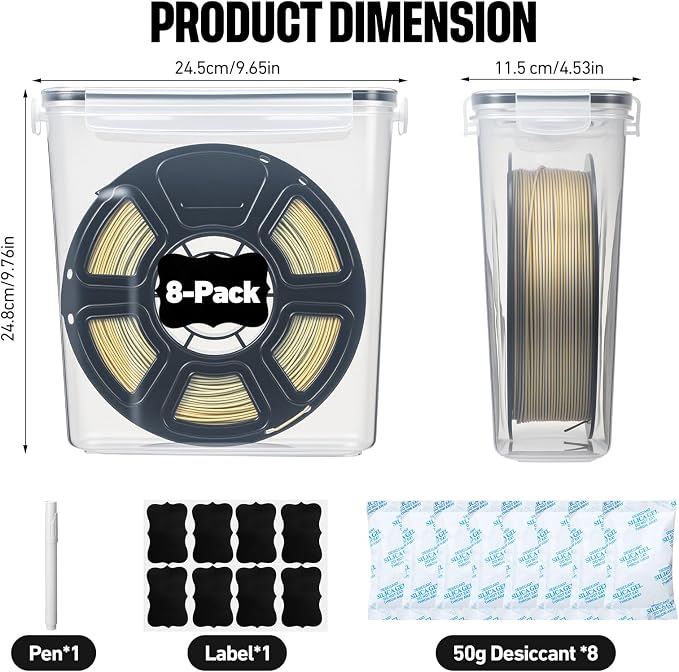 Caja de almacenamiento para filamento 3D pack 8 unidades miniatura 2