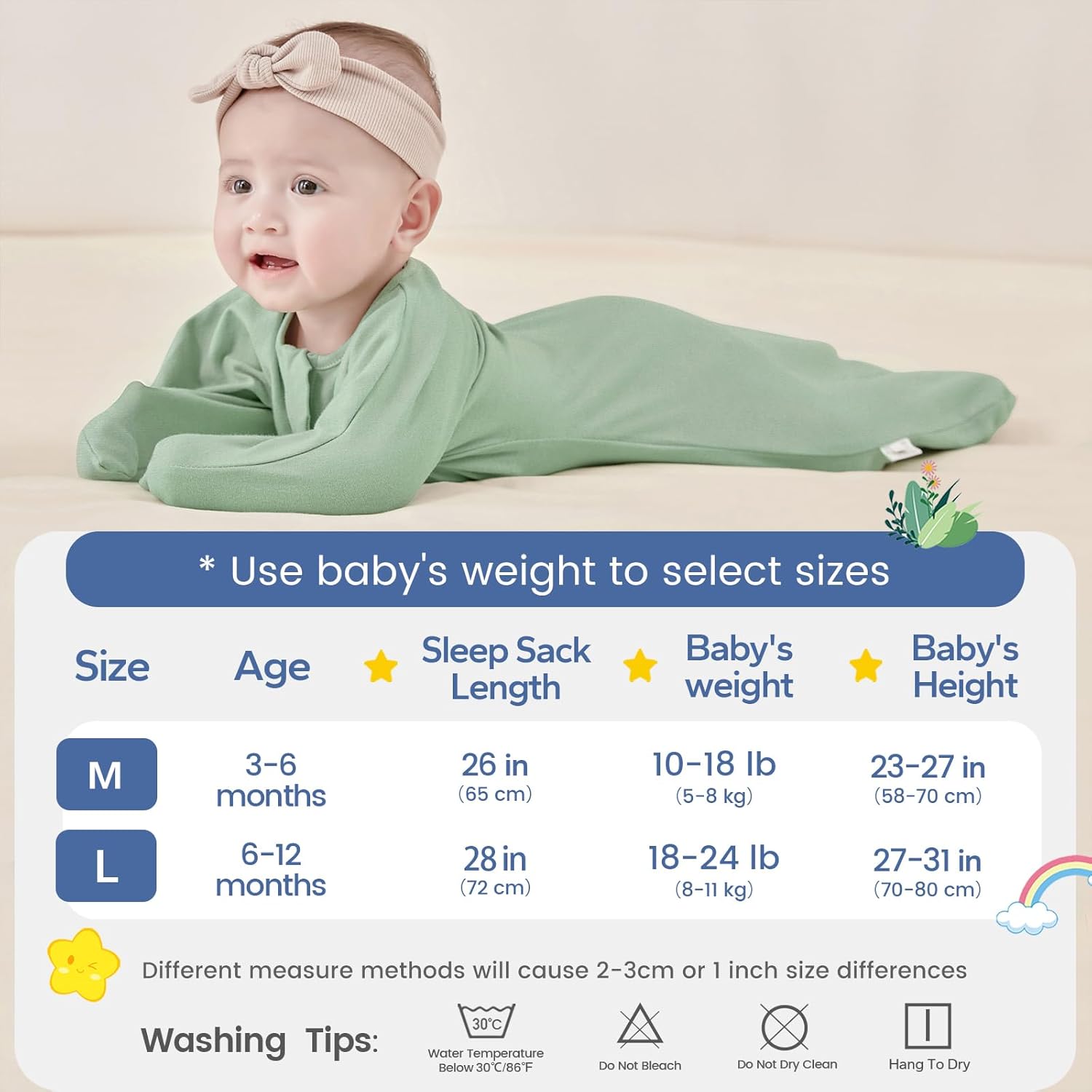 ZIGJOY Baby Transitional Swaddles for Newborns: 0.5 Tog Arms Up Sleep Sack 3-6-12 Months Soft Cotton Shark Fin 2 Way Zipper - Image 5
