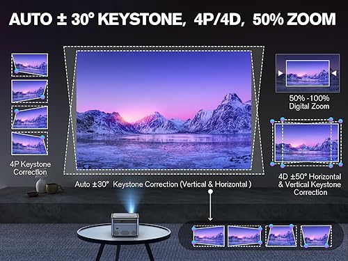 Miniatura 5 de Auto FocusKeystone Proyector de TV Android 4K con Netflix integrado, VIZONY 800ANSI 5G WiFi Bluetooth proyector para exteriores, proyector de
