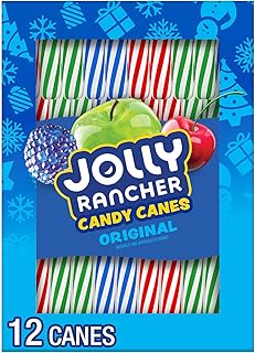 JOLLY RANCHER Caja de bastones de caramelo de Navidad con sabor a fruta original, 5.28 oz (12 piezas)