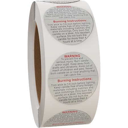 HYBSK 1.5 Inch Kraft Candle Warning Labels - 500 Permanent Adhesive Safety Stickers Roll For Candle Jars - View #9
