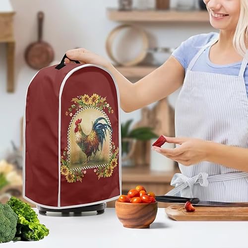 Miniatura 3 de Cubierta antipolvo para licuadora con estampado de gallo de girasol, cubierta para batidora de pie o cafetera, cubierta de poliéster antihuellas