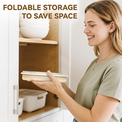 Miniatura 6 de Kit de cesta de pan Banneton de masa madre con temporizador y 6 ajustes de temperatura, caja plegable de silicona a prueba de masa de 2 litros,