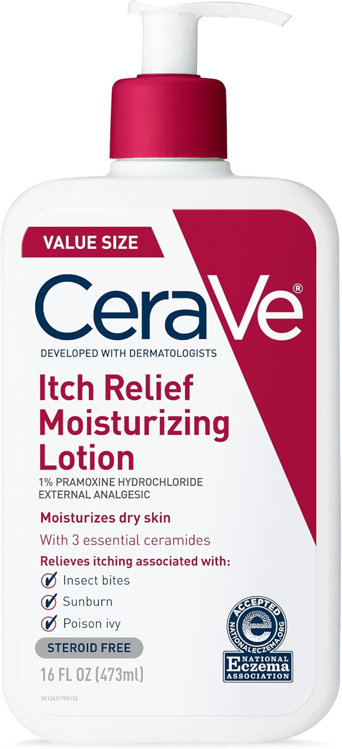 CeraVe Anti Itch Lotion, Hyaluronic Acid Body Moisturizer for Dry Skin,16oz