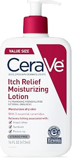 CeraVe Anti-Itch Moisturizing Lotion with 1% Pramoxine HCl - Fast Relief for Bug Bites, Sunburn, Dry Skin Irritations, 16 oz