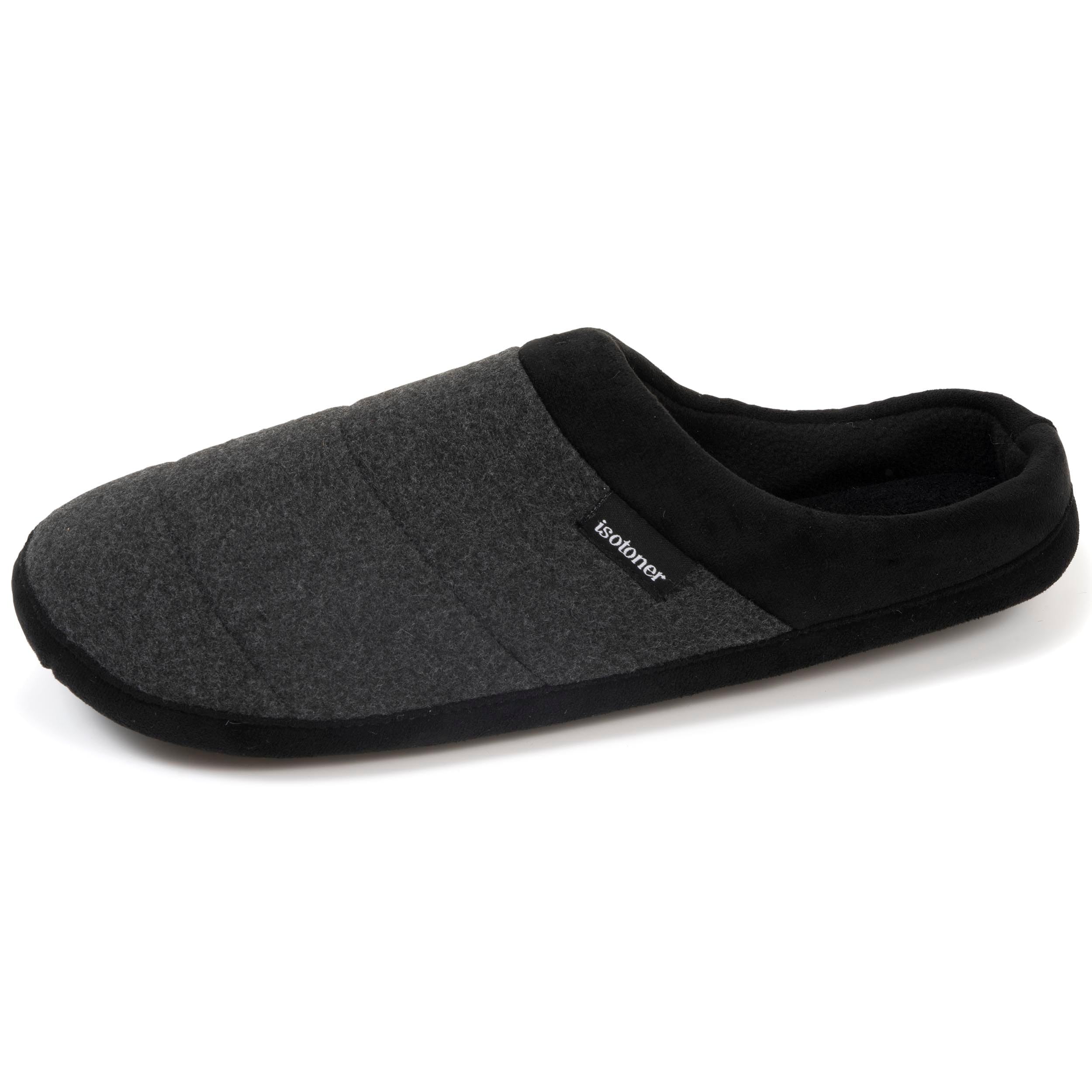 Isotoner Chaussons extra-​light pantoufles Mules homme polaire - semelle gomme ultra souple, 42 EU, gris chiné foncé