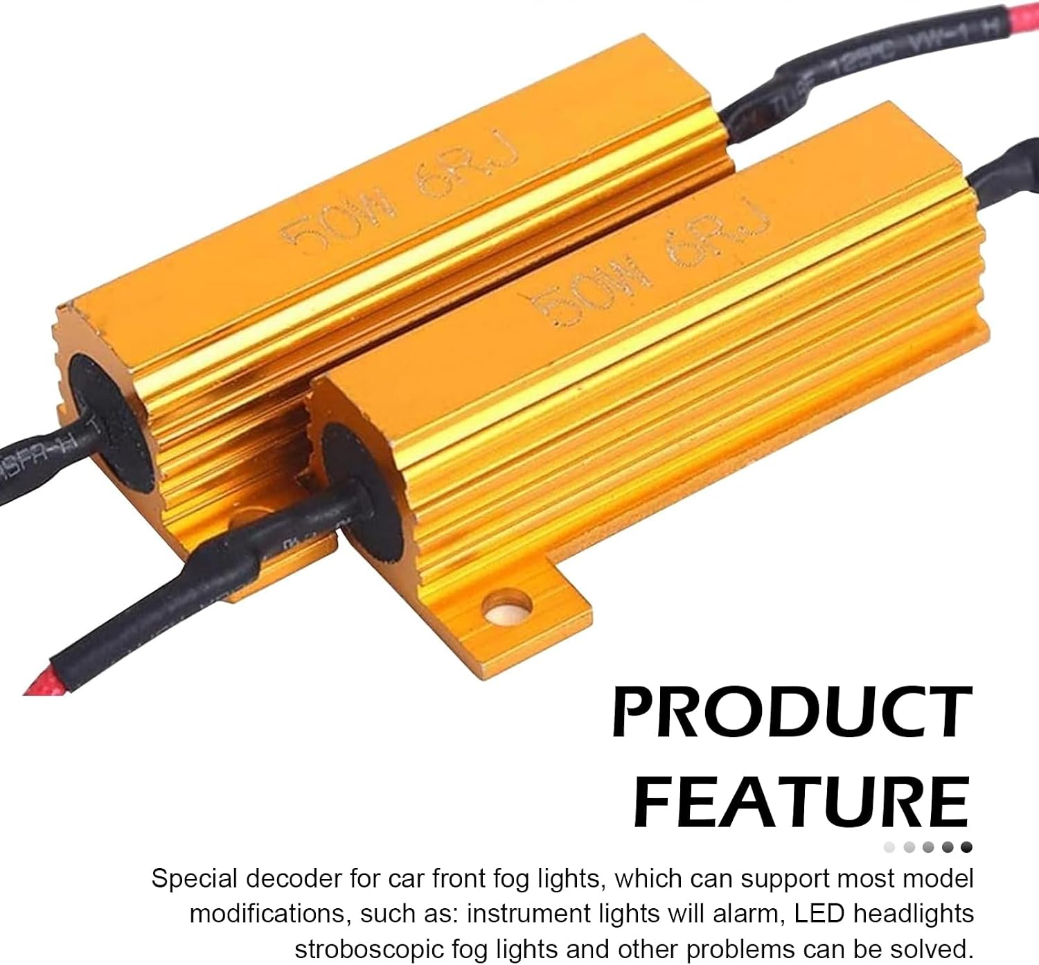 2 PCS 9005/9006 LED Load Resistor Kit, 50W Headlight Bulb Decoder, Anti Flicker Harness Resistor Kit, Pure Copper Wire Plug and Play Warning Canceller, Universal for Most Cars (Black)