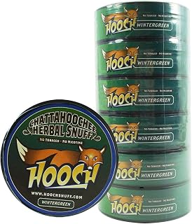 (6) Six Chattahoochee Hooch Herbal Snuff Cans 1.2oz/34g - Wintergreen - No Tobacco, No Nicotine