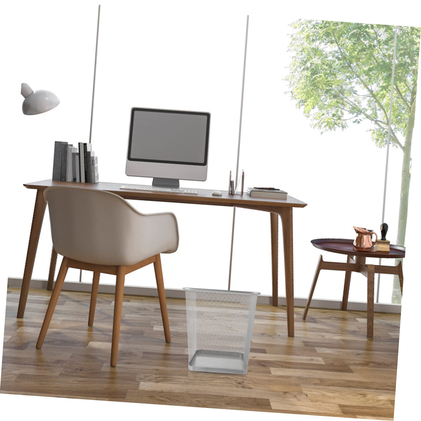 PartyKindom Metall Papierkorb aus Eisen mit Gitterdesign für Zuhause | Silber, Leicht zu Reinigen, Stabile Mesh Struktur, Schlafzimmer und Home Office