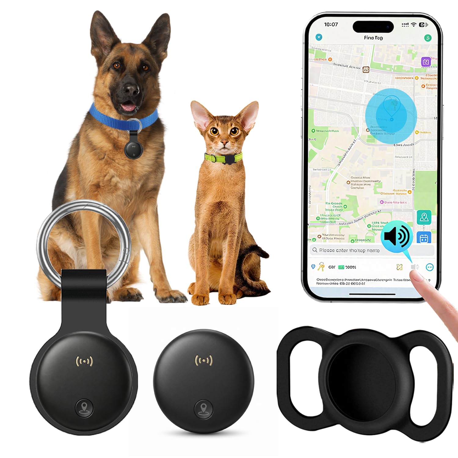 Katzen-Tracker-Halsband, Hunde-Tracker ohne monatliche Gebühren, unterstützt sowohl iOS- als auch Android-Systeme, GPS-Echtzeit-Standortverfolgung, 3-Tage-Flugbahnwiedergabe, Katzen-GPS-Tracker
