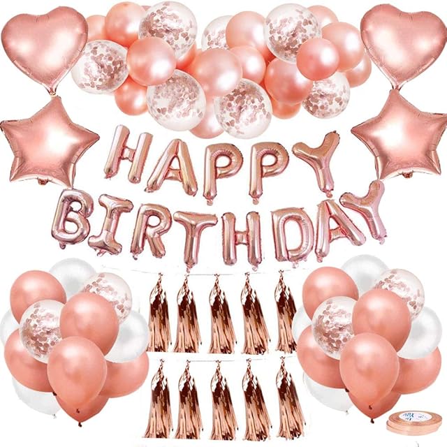 Rose Gold Birthday Decoration Balloons Happy Birthday Balloons for Women Girls Birthday Party Decorations