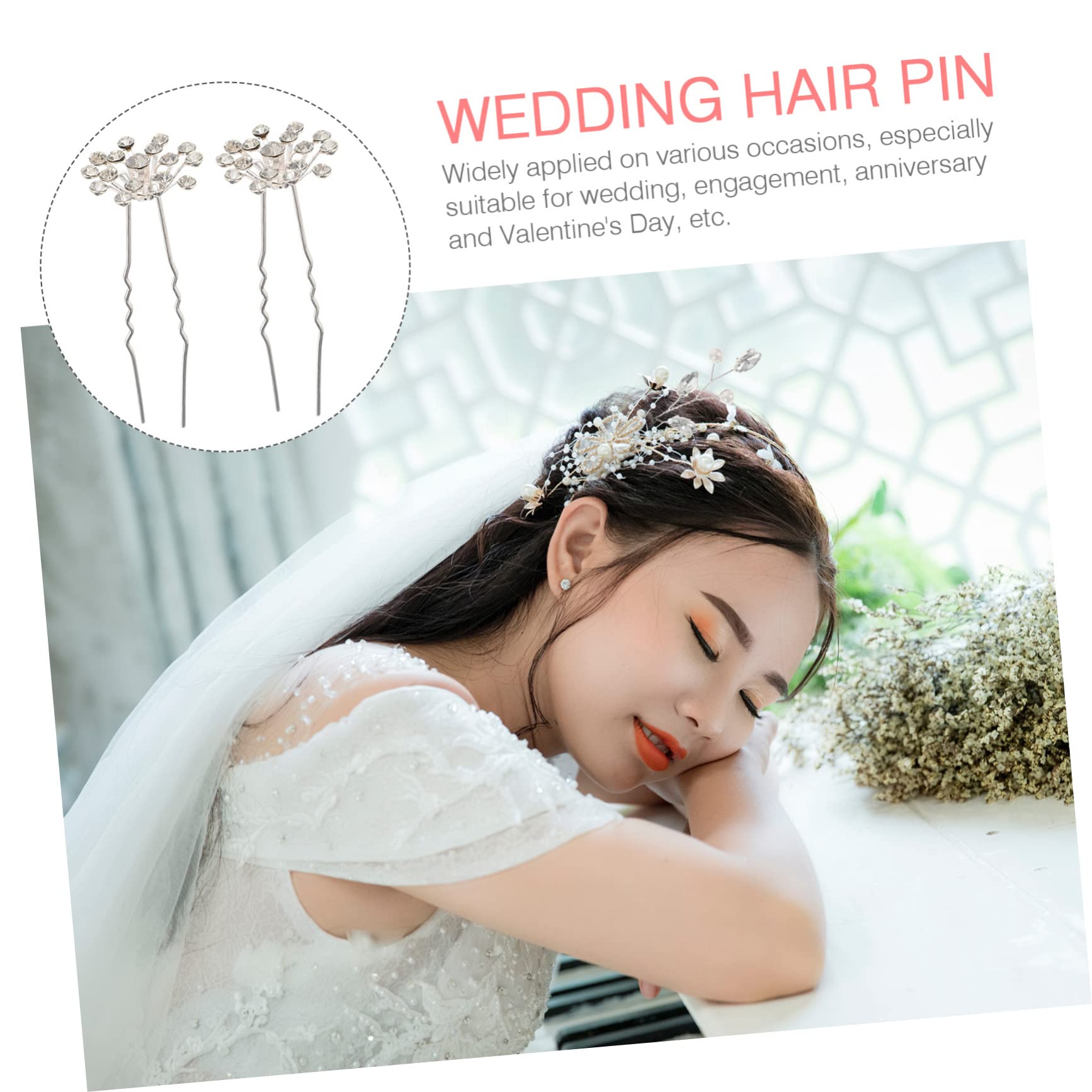 Housoutil 80 Piezas horquilla en forma de u horquillas para el cabello pelo de la boda tiara de gypsophila de novia en caja sombrerería Decorar abs