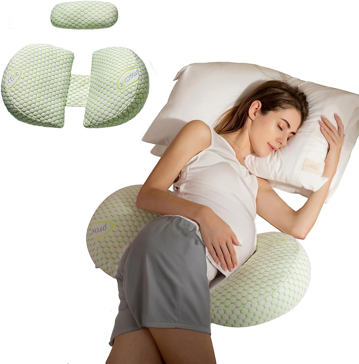 ZONEY Pregnancy Pillow,Comfort U Shaped Full Pregnancy Body Pillow,Support for Back, Hips, Legs, Maternity Woman Pillow with Detachable and Adjustable Pillow Cover,Soft Pillow For Pregnant Woman