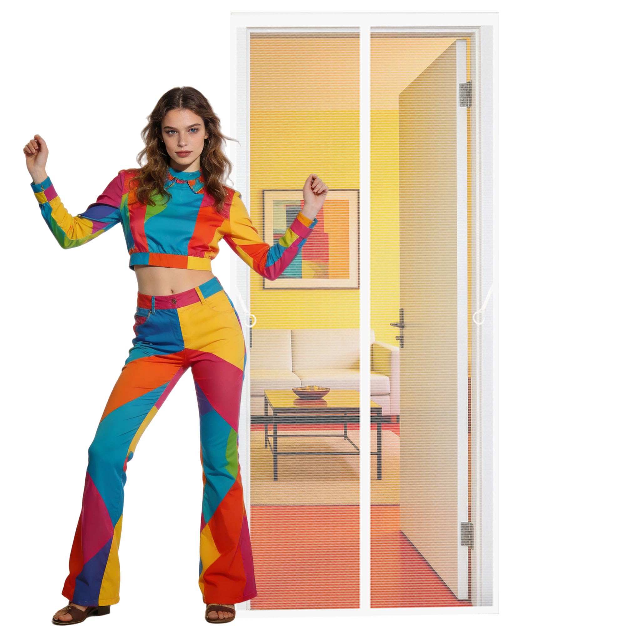 Moustiquaire de porte 137 x 207 en maille fine durable et esthétique