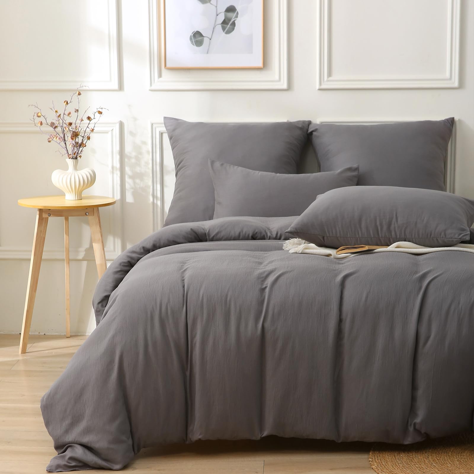 Parure de lit en mousseline premium douce et texturée, housse de couette haut de gamme