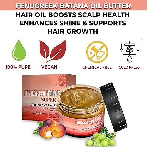 Miniatura 4 de Aceite de mantequilla 5 en 1 para el crecimiento del cabello  Batana, Chebe, Amla, romero y fenogreco para un crecimiento rápido del cabello,