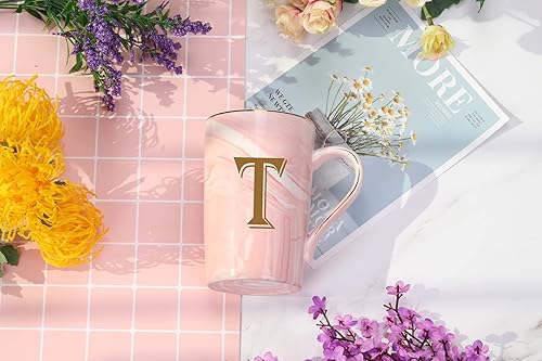 Miniatura 3 de Letra T - Taza de café personalizada con letra T, taza de café personalizada con letra T, tazas de café con letra para mujeres, regalos de despedida